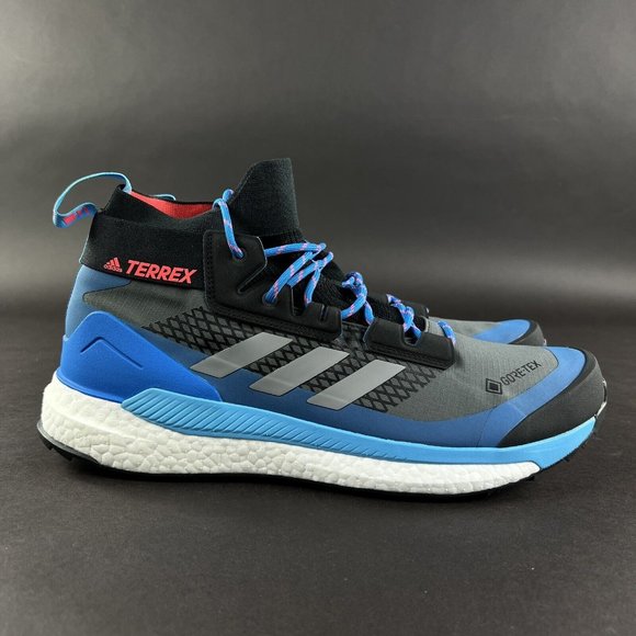 Adidas Men's Terrex Free Hiker GTX Grey Blue Black Shoes GZ0356 Sizes 7.5 - 12